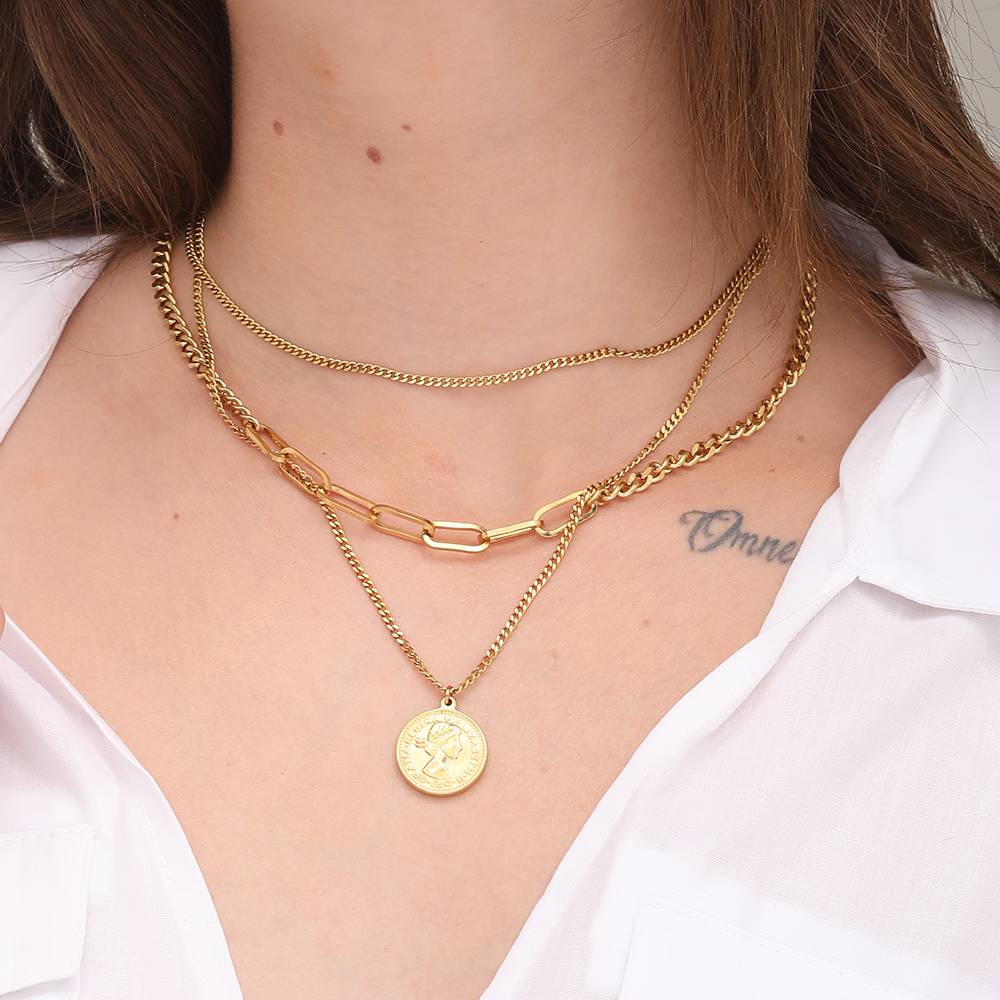 Penny Elizabeth Three Layer Necklace For Womens Waterproof & Anti-Tarnish : PM-NECKLACE-174