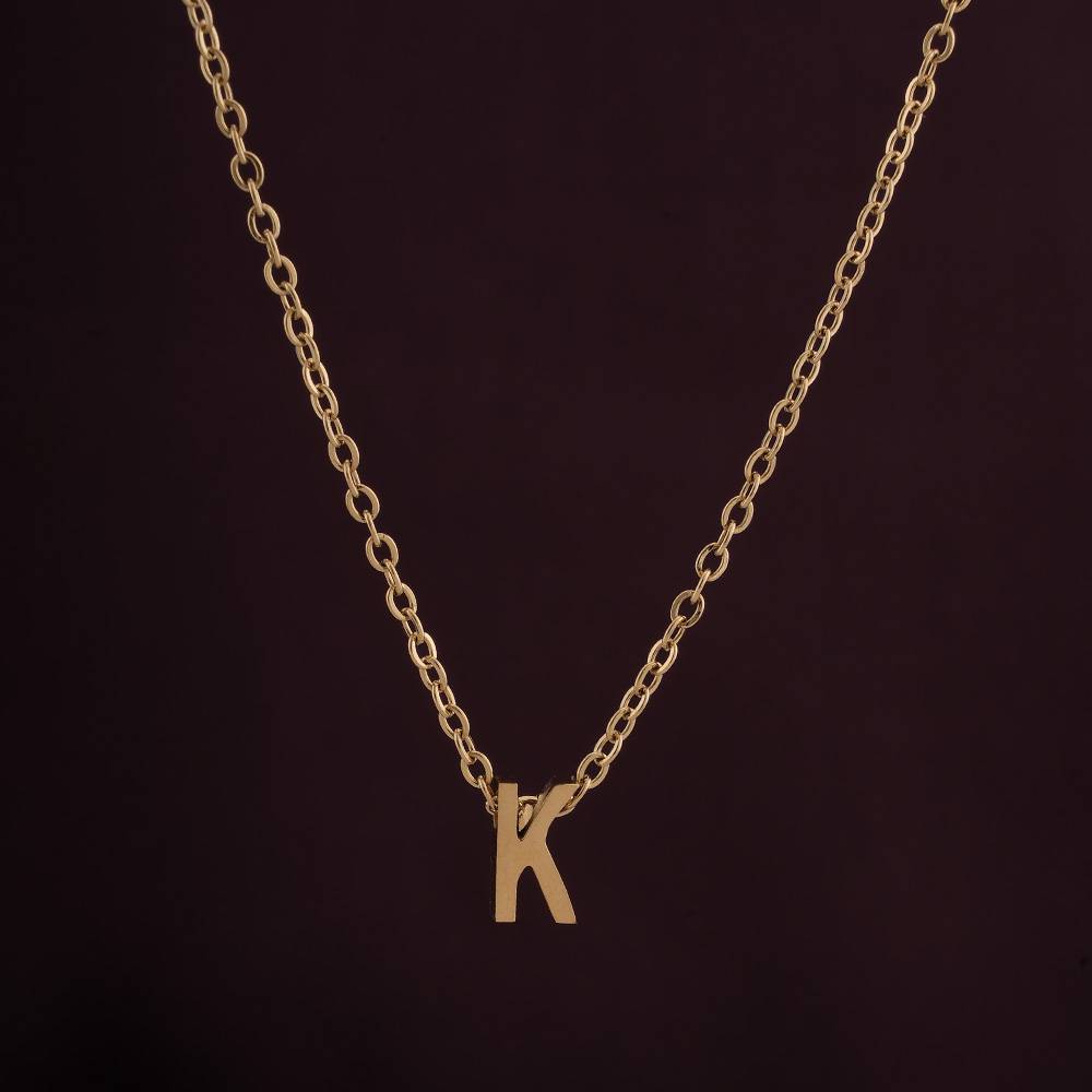 Palmonas 18K Gold Plated Small K Letter Necklace For Womens Waterproof & Anti-Tarnish : PM-NECKLACE-175-K