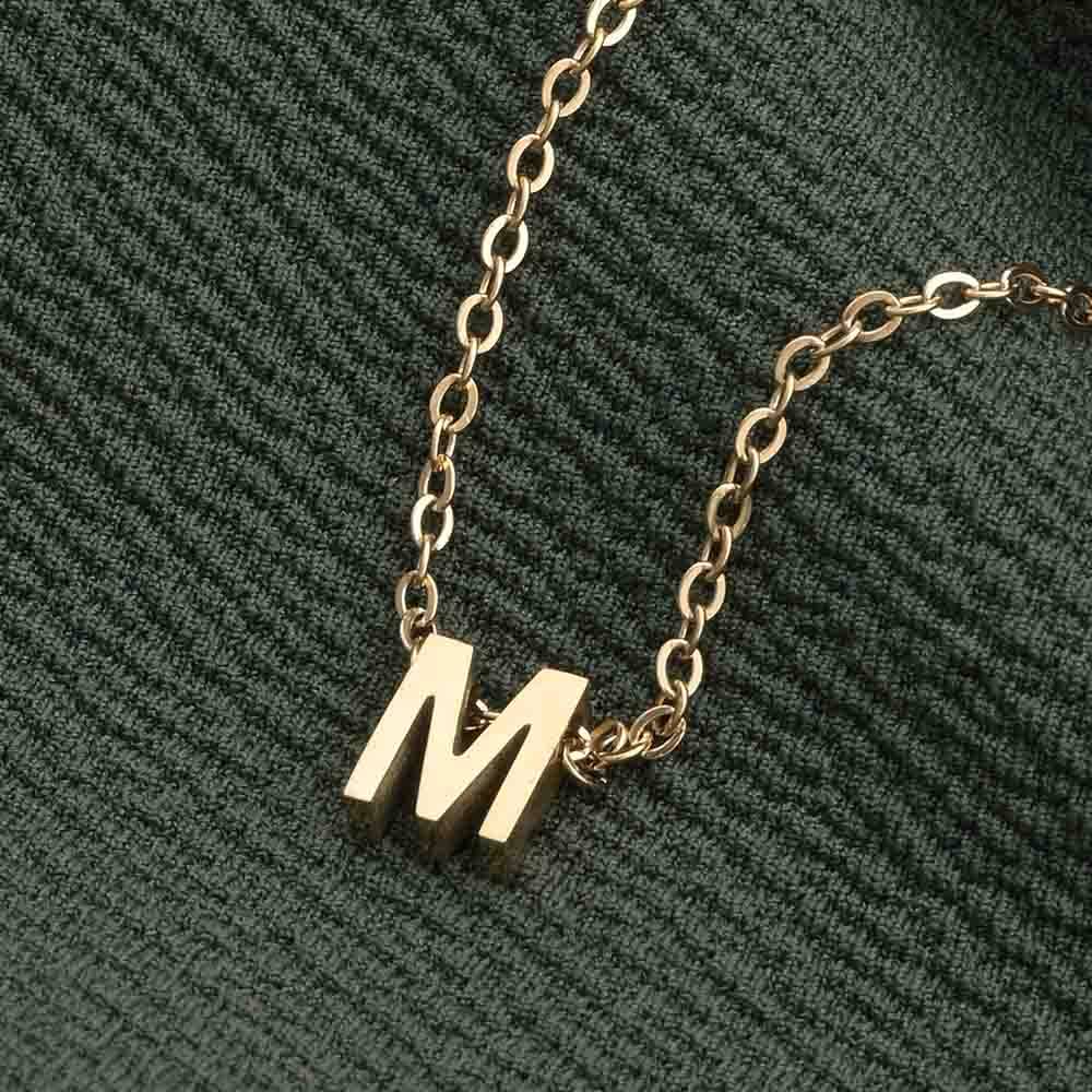 Palmonas 18K Gold Plated Small M Letter Necklace For Womens Waterproof & Anti-Tarnish : PM-NECKLACE-175-M