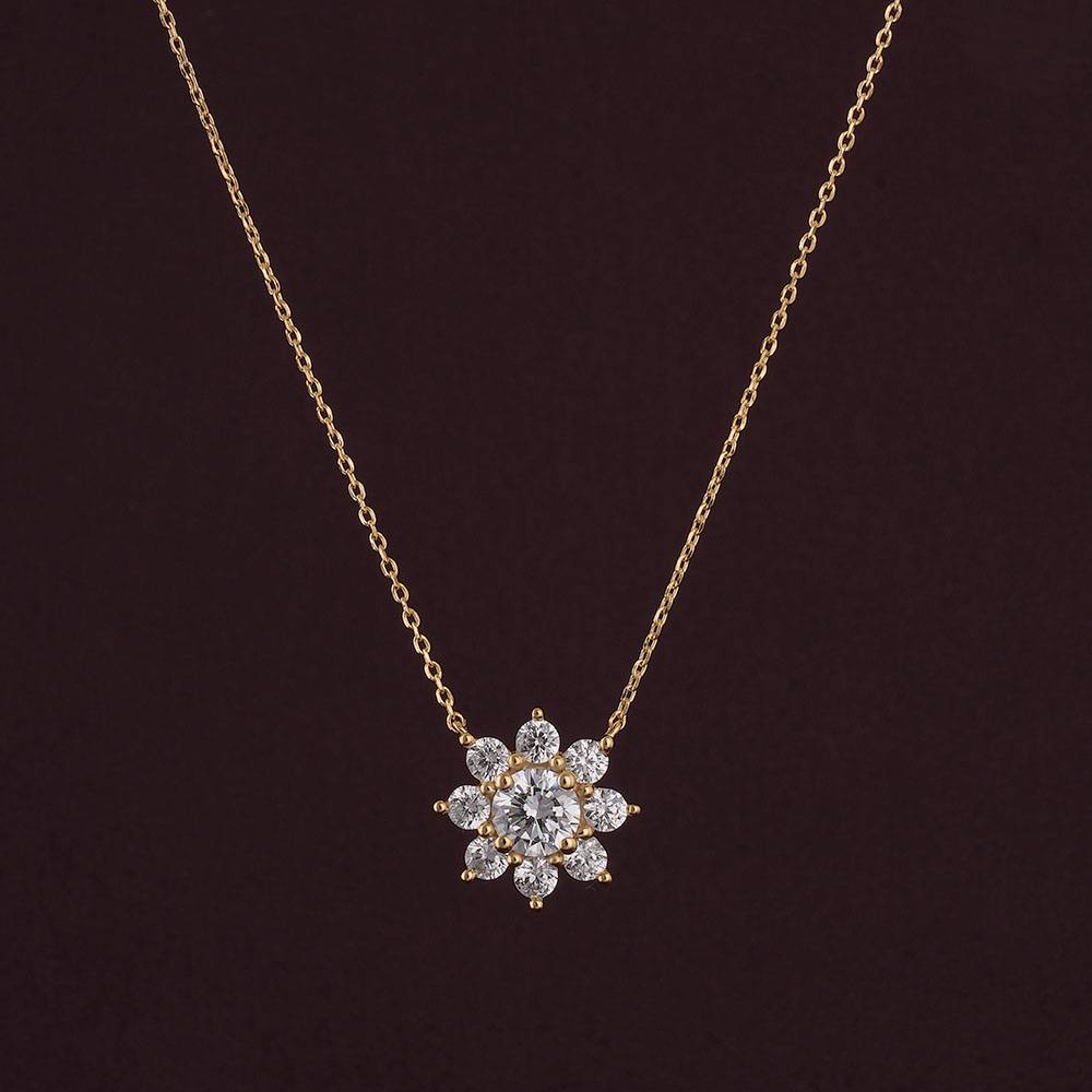 Flower Solitaire Necklace For Womens Waterproof & Anti-Tarnish : PM-NECKLACE-189