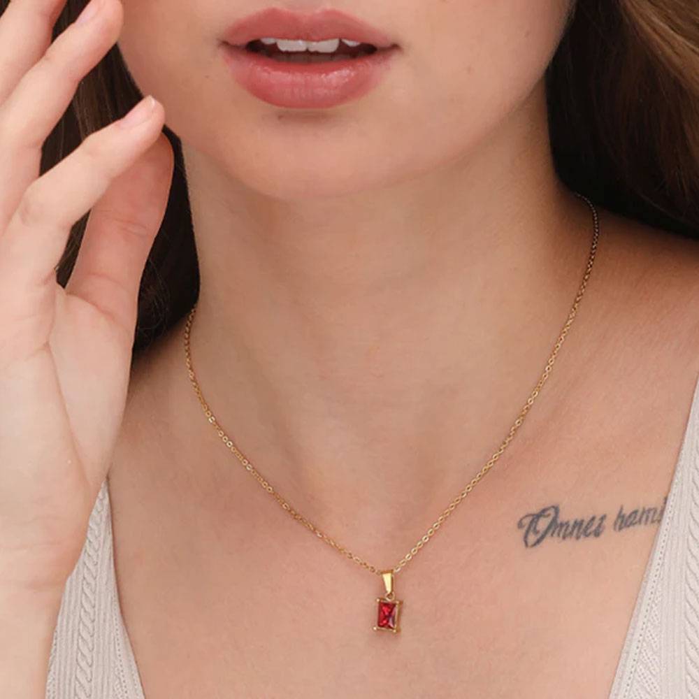 Ruby Red Stone Necklace : PM-NECKLACE-197