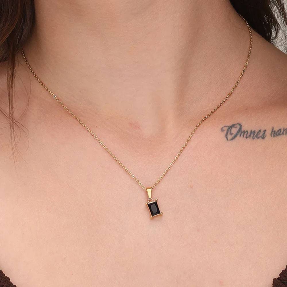 Black Stone Necklace : PM-NECKLACE-213