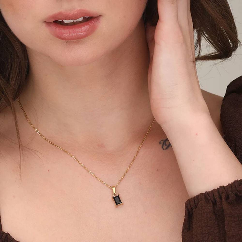 Black Stone Necklace : PM-NECKLACE-213