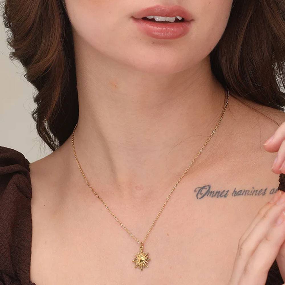Glowing Sun Necklace For Womens Waterproof & Anti-Tarnish : PM-NECKLACE-219