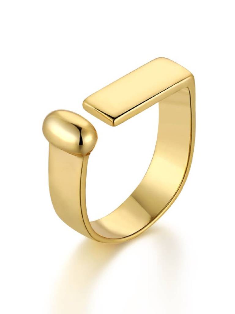 925 Sterling Silver Gold-Plated Open Stack Finger Ring : PM-RING-001