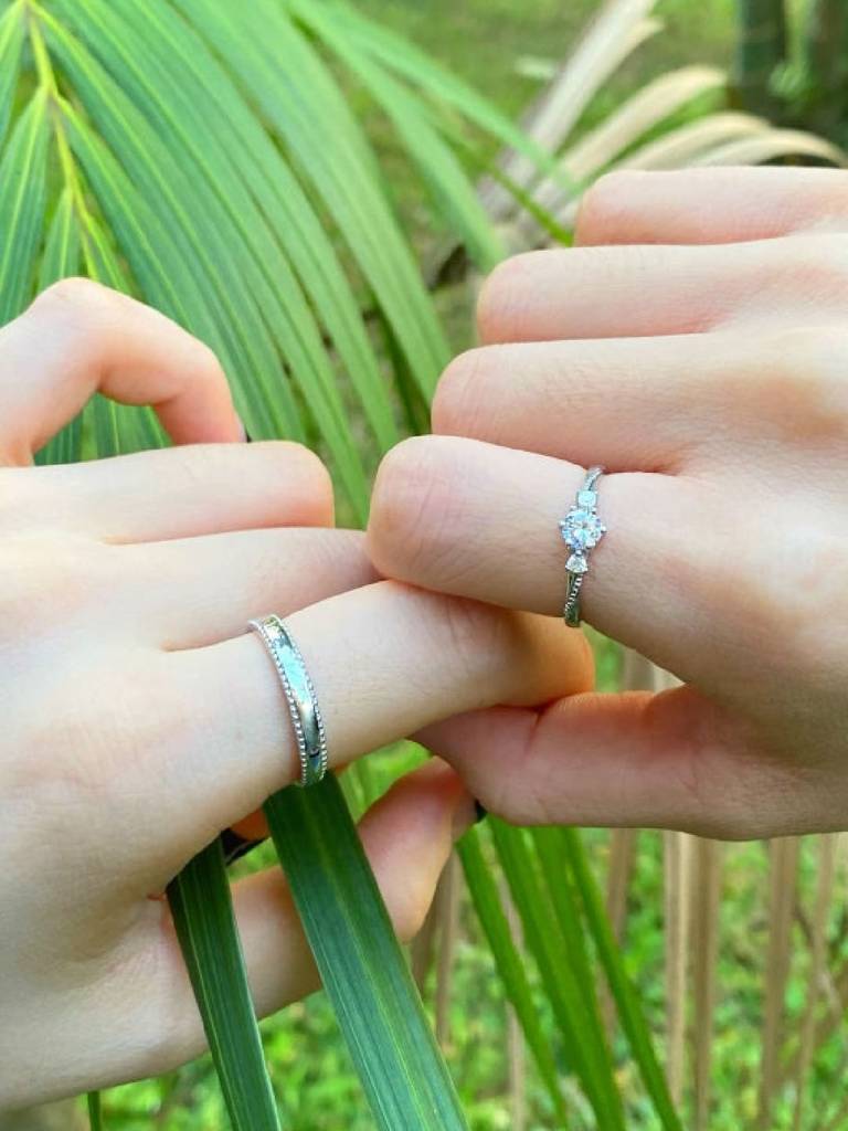 925 Sterling Silver Crystal Studded Adjustable Couple Ring : PM-RING-005