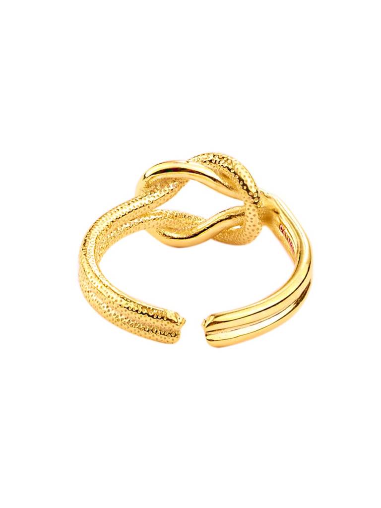 Women 925 Sterling Silver 18K Gold Plated Double Knot Finger Ring : PM-RING-013