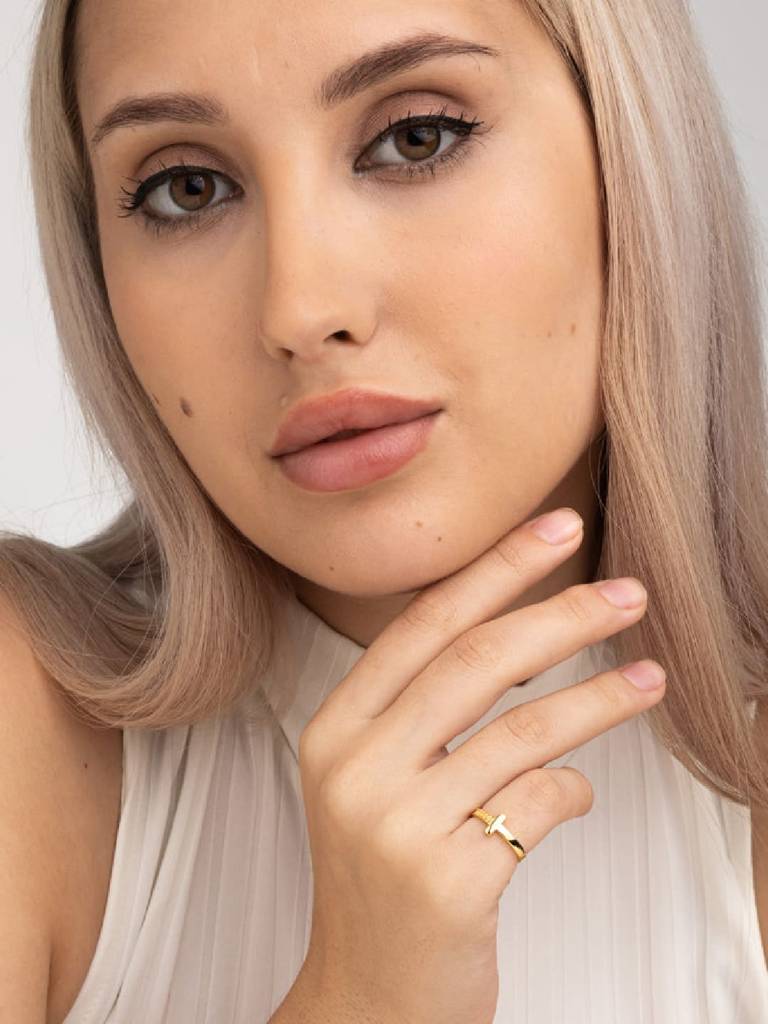 925 Sterling Silver 18K Gold Plated Julienne Finger Ring : PM-RING-014