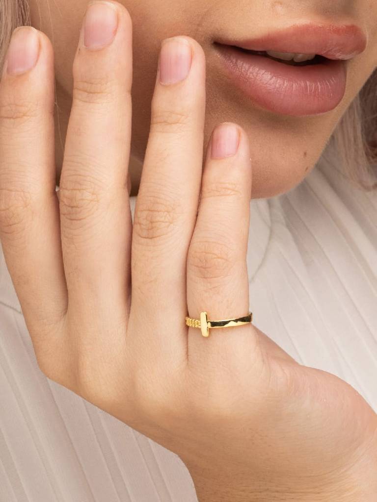 925 Sterling Silver 18K Gold Plated Julienne Finger Ring : PM-RING-014