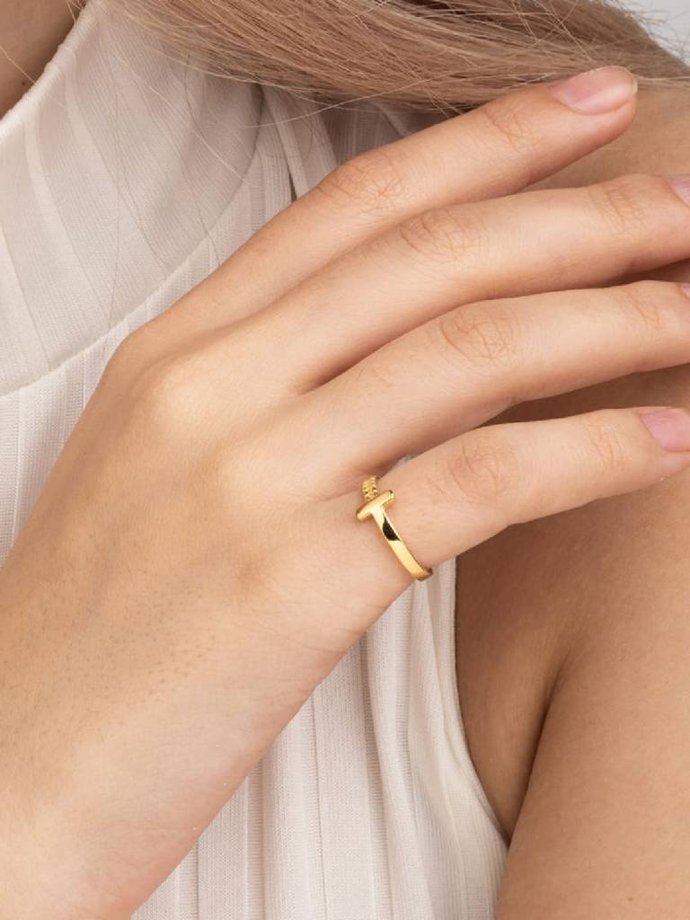925 Sterling Silver 18K Gold Plated Julienne Finger Ring : PM-RING-014