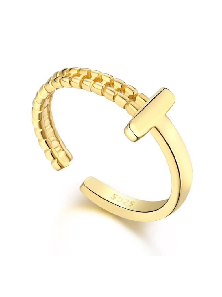 925 Sterling Silver 18K Gold Plated Julienne Finger Ring : PM-RING-014