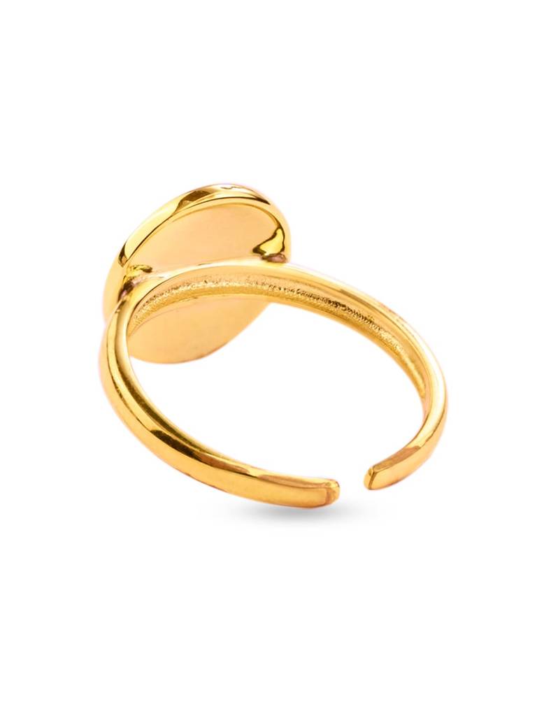 925 Sterling Silver 18K Gold-Plated Round Signet Finger Ring : PM-RING-017