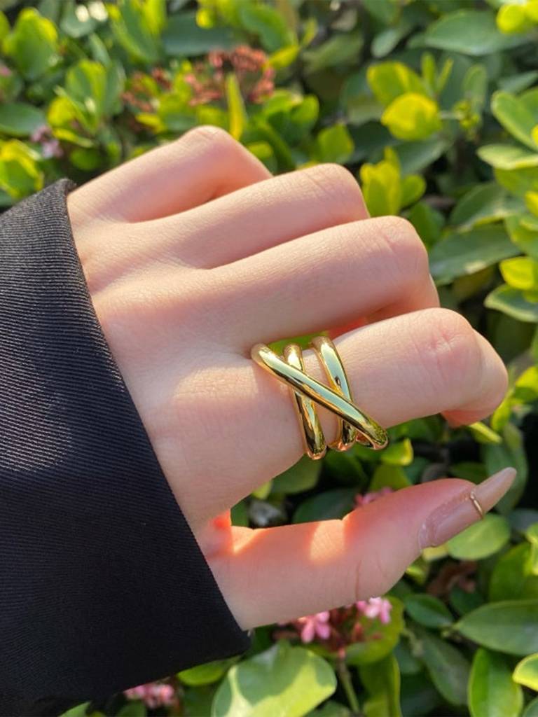 925 Sterling Silver 18K Gold-Plated Infinity Knot Finger Ring : PM-RING-018