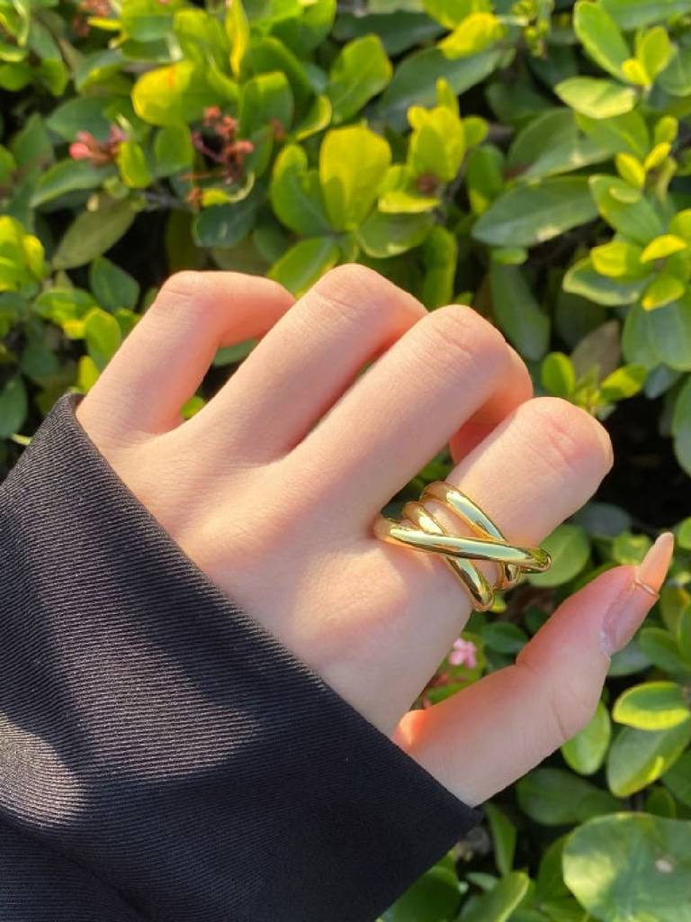 925 Sterling Silver 18K Gold-Plated Infinity Knot Finger Ring : PM-RING-018