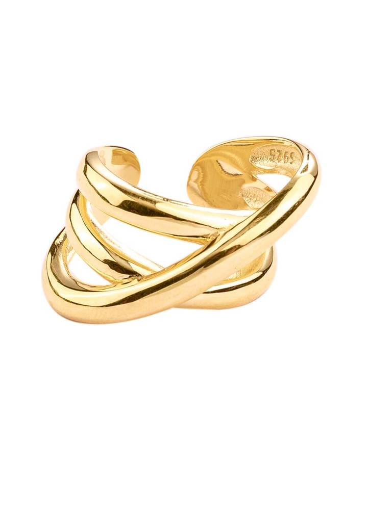 925 Sterling Silver 18K Gold-Plated Infinity Knot Finger Ring : PM-RING-018