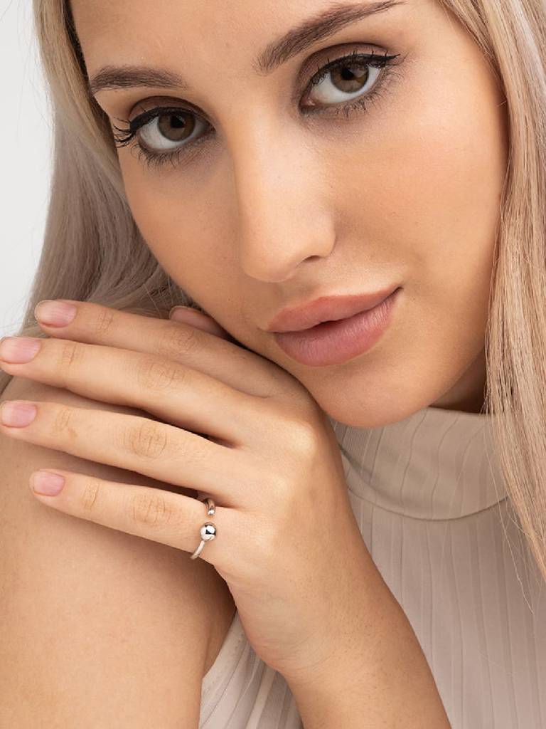 925 Sterling Silver 18K Gold-Plated Adjustable Finger Ring : PM-RING-019