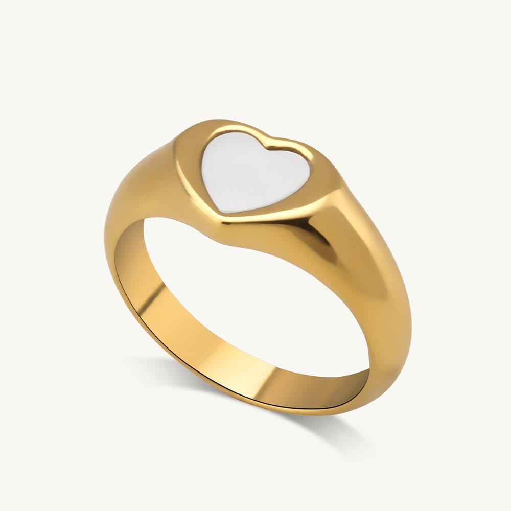 Gold-Plated 18K White Heart Ring : PM-RING-031-8