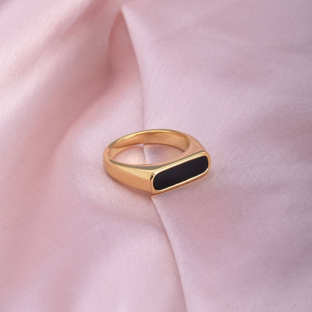 18K Gold-Plated Black Finger Ring : PM-RING-035-7