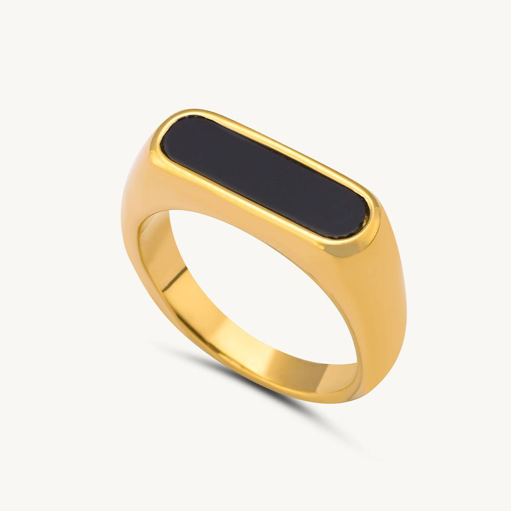 18K Gold-Plated Black Finger Ring : PM-RING-035-7