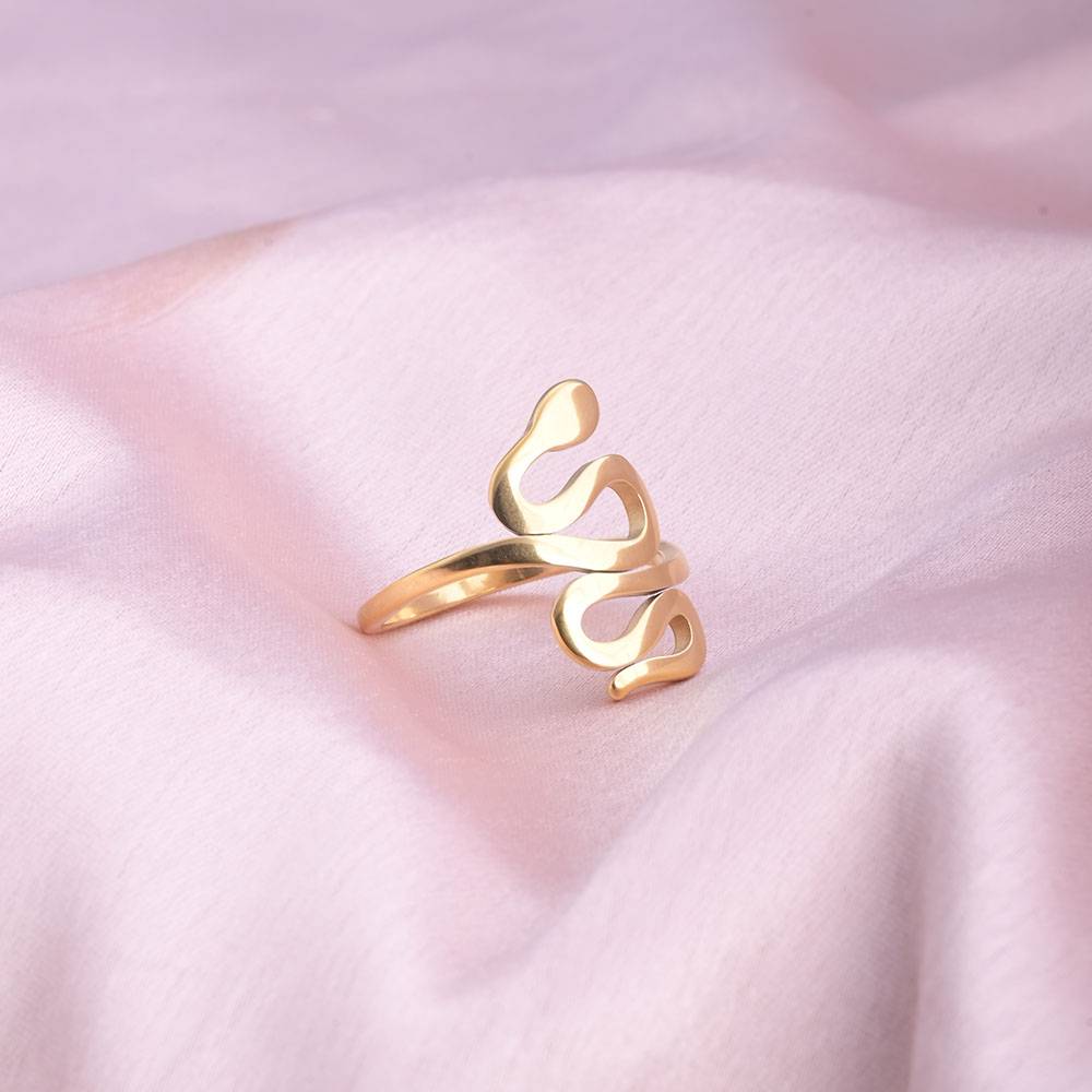 Women 18K Gold-Plated Snake Charm Handcrafted Adjustable Finger Ring : PM-RING-037-8