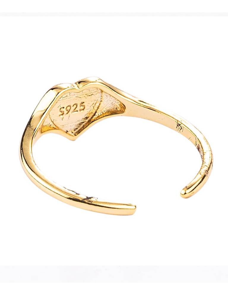 18K Gold Plated Red Heart Finger Ring : PM-RING-040