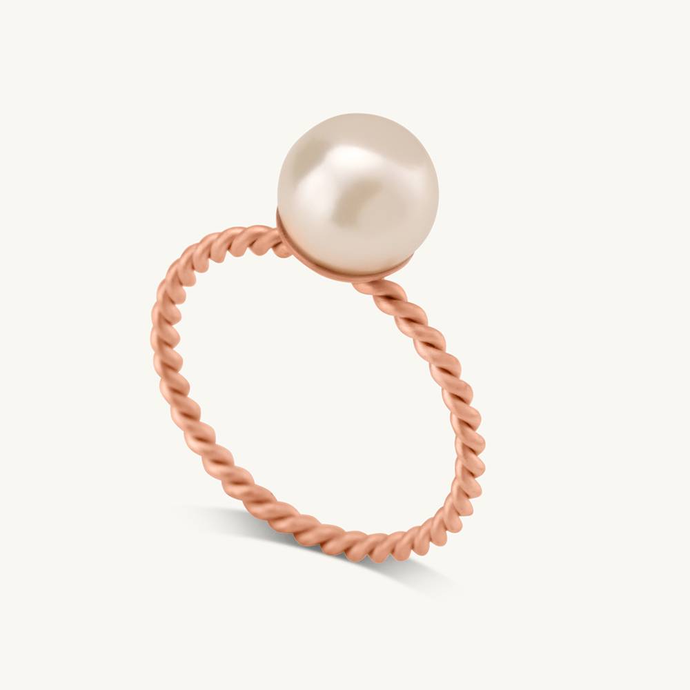 18K Rose Gold Plated Pearl-Studded Finger Ring : PM-RING-071-8