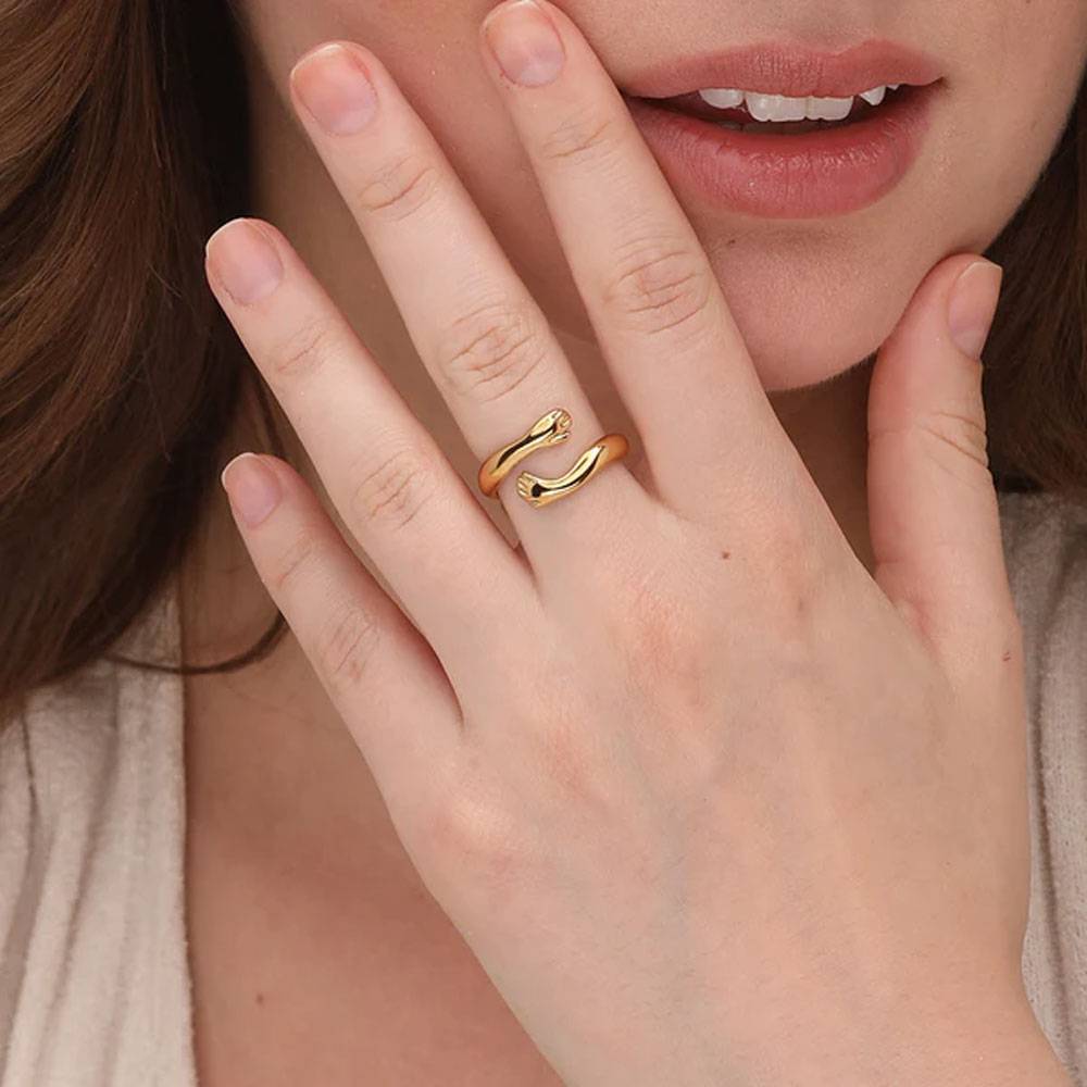 18K Gold Plated Love Hug Ring : PM-RING-073-7