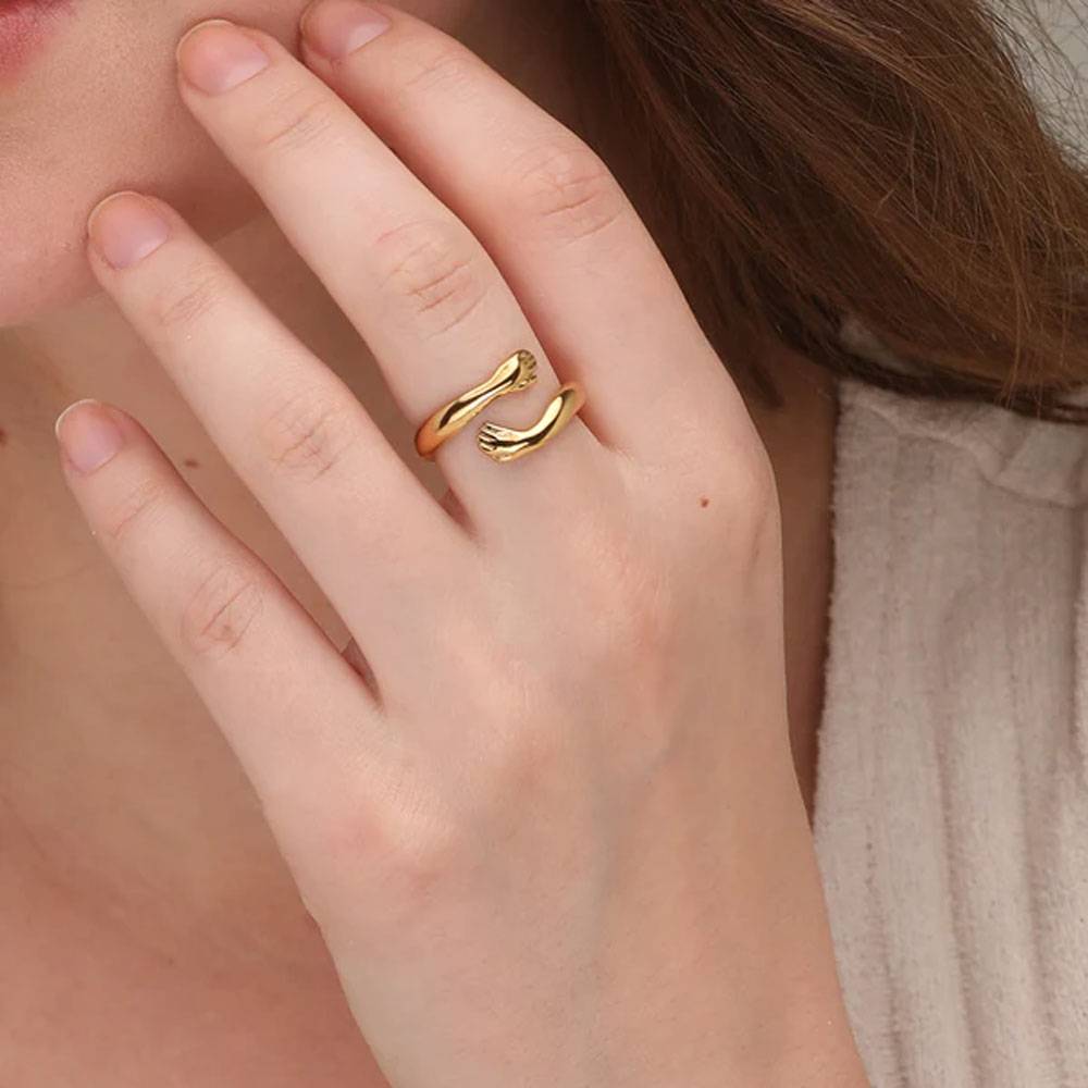 18K Gold Plated Love Hug Ring : PM-RING-073-7