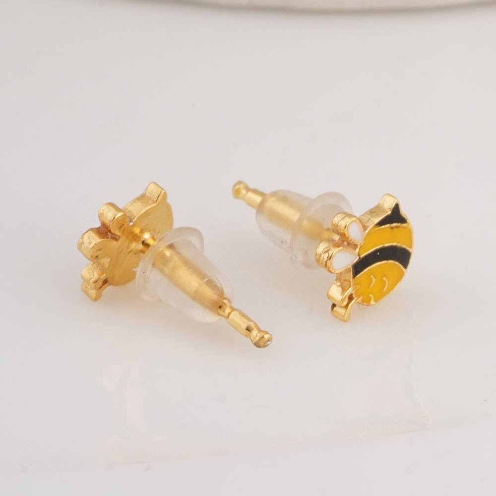 925 Sterling Silver Honeybee Studs For Kids - Waterproof & Anti Tarnish : PMKSTER497-G