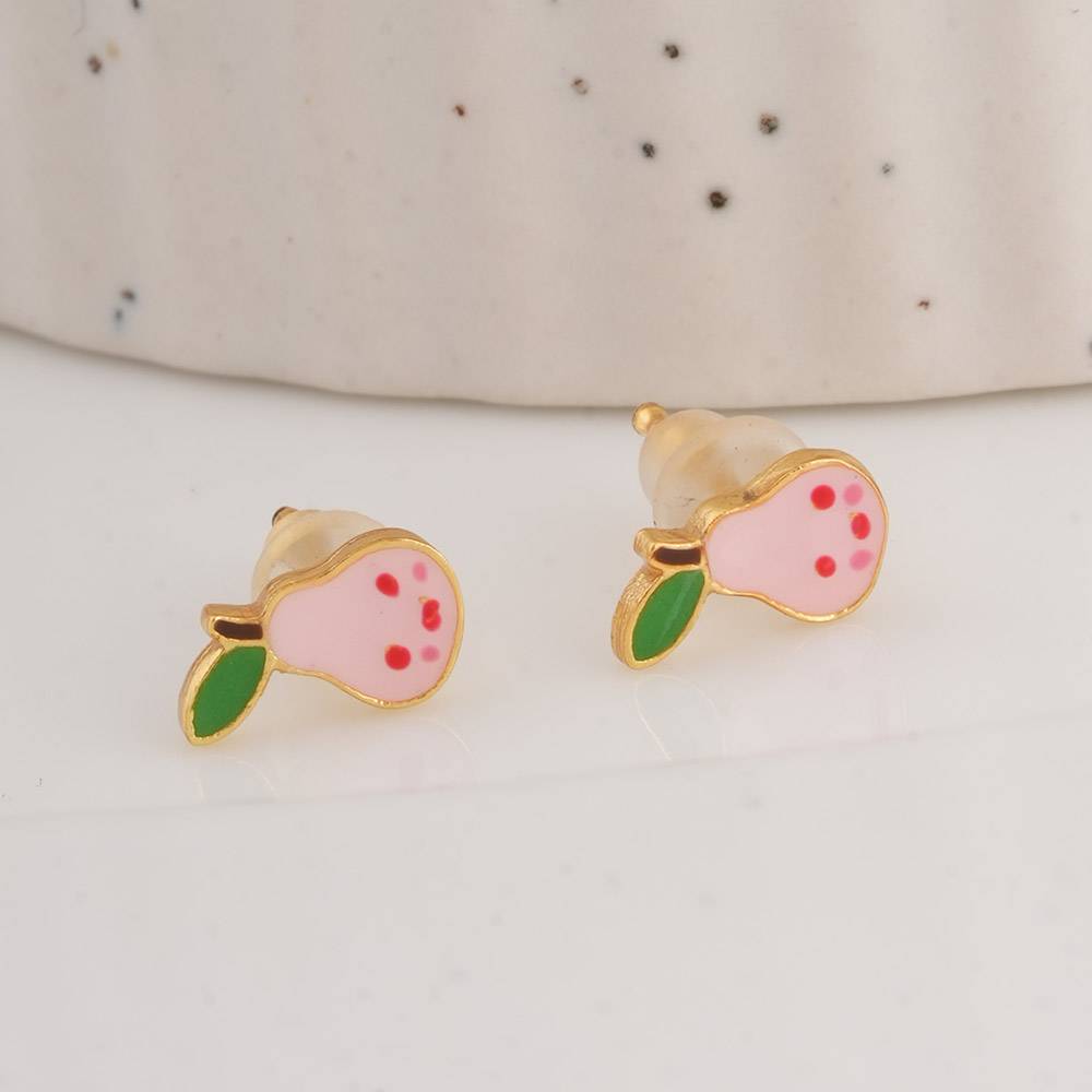 925 Sterling Silver Smiling  Avocado Studs  For Kids - Waterproof & Anti Tarnish : PMKSTER499-G
