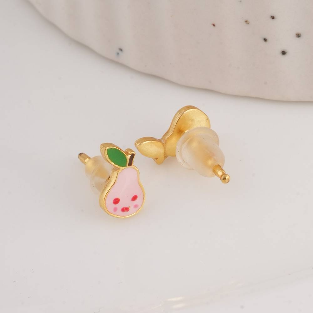 925 Sterling Silver Smiling  Avocado Studs  For Kids - Waterproof & Anti Tarnish : PMKSTER499-G