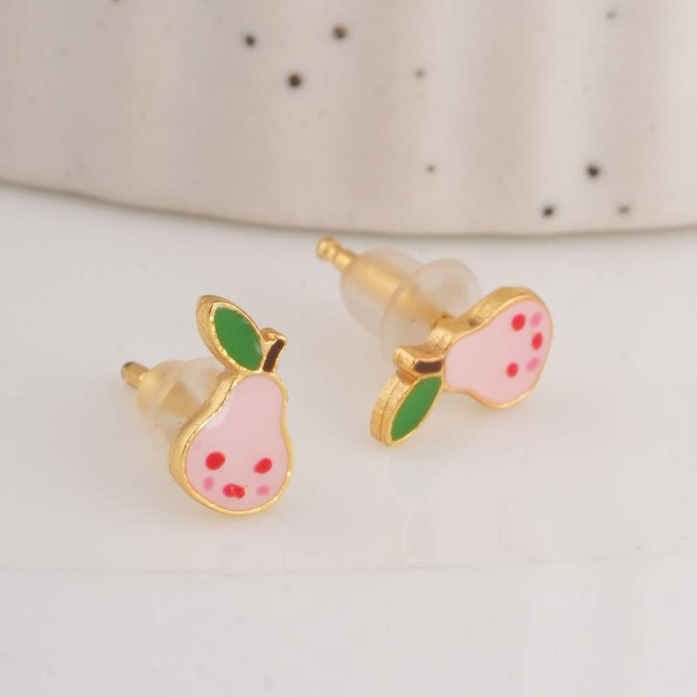 925 Sterling Silver Smiling  Avocado Studs  For Kids - Waterproof & Anti Tarnish : PMKSTER499-G