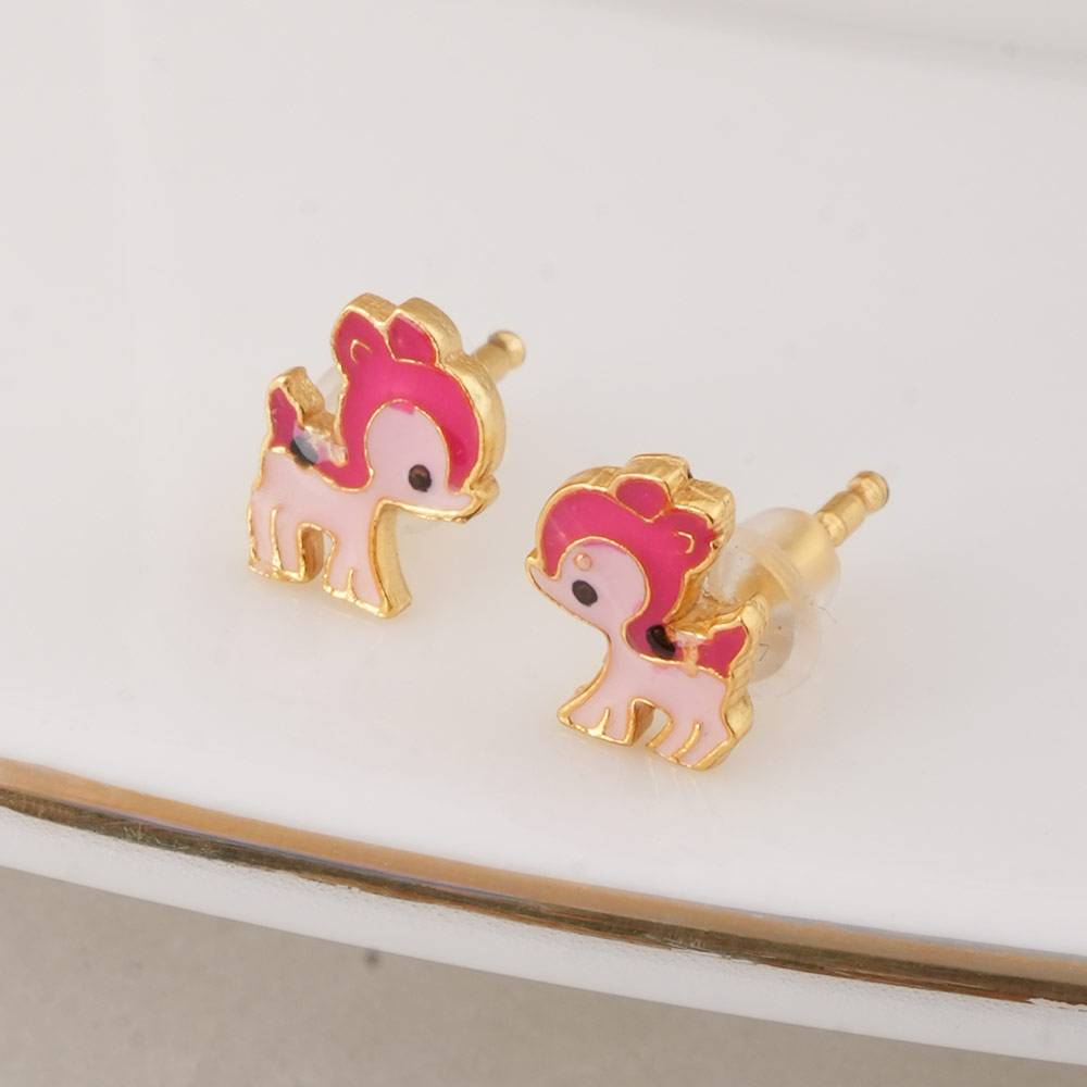 925 Sterling Silver Pink Deersstuds For Kids - Waterproof & Anti Tarnish : PMKSTER500-G
