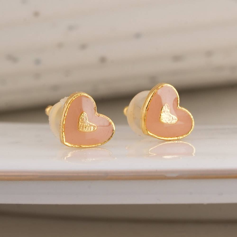 925 Sterling Silver Sweet Heart  Studs For Kids - Waterproof & Anti Tarnish : PMKSTER504-G