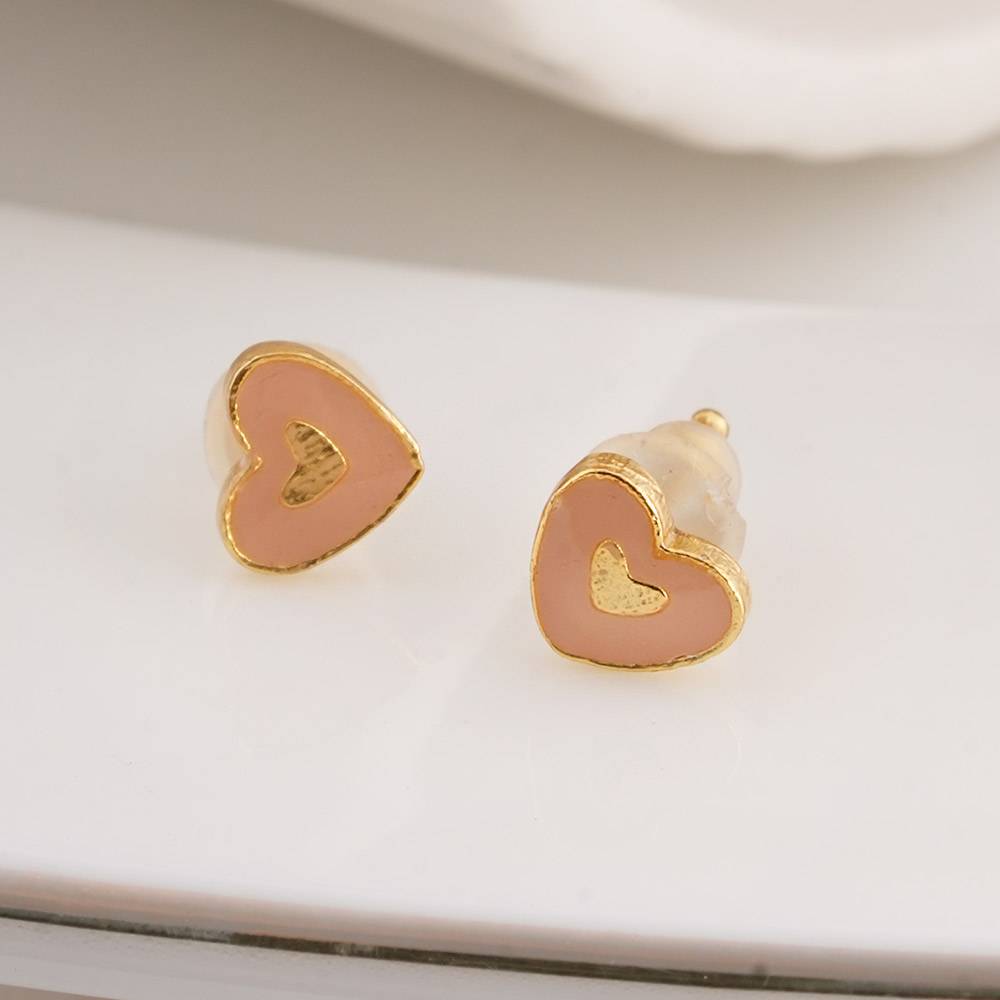925 Sterling Silver Sweet Heart  Studs For Kids - Waterproof & Anti Tarnish : PMKSTER504-G