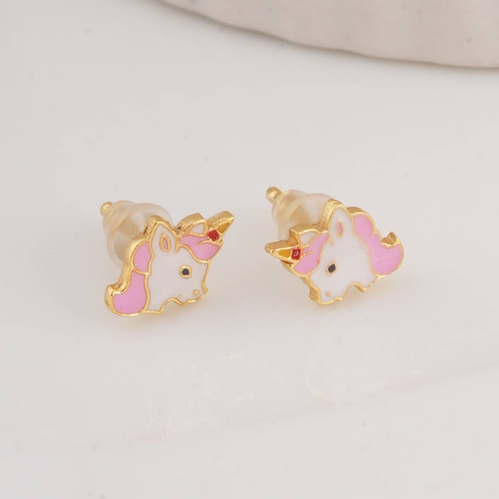 925 Sterling Silver Unicorn Glow  Studs For Kids - Waterproof & Anti Tarnish : PMKSTER506-G