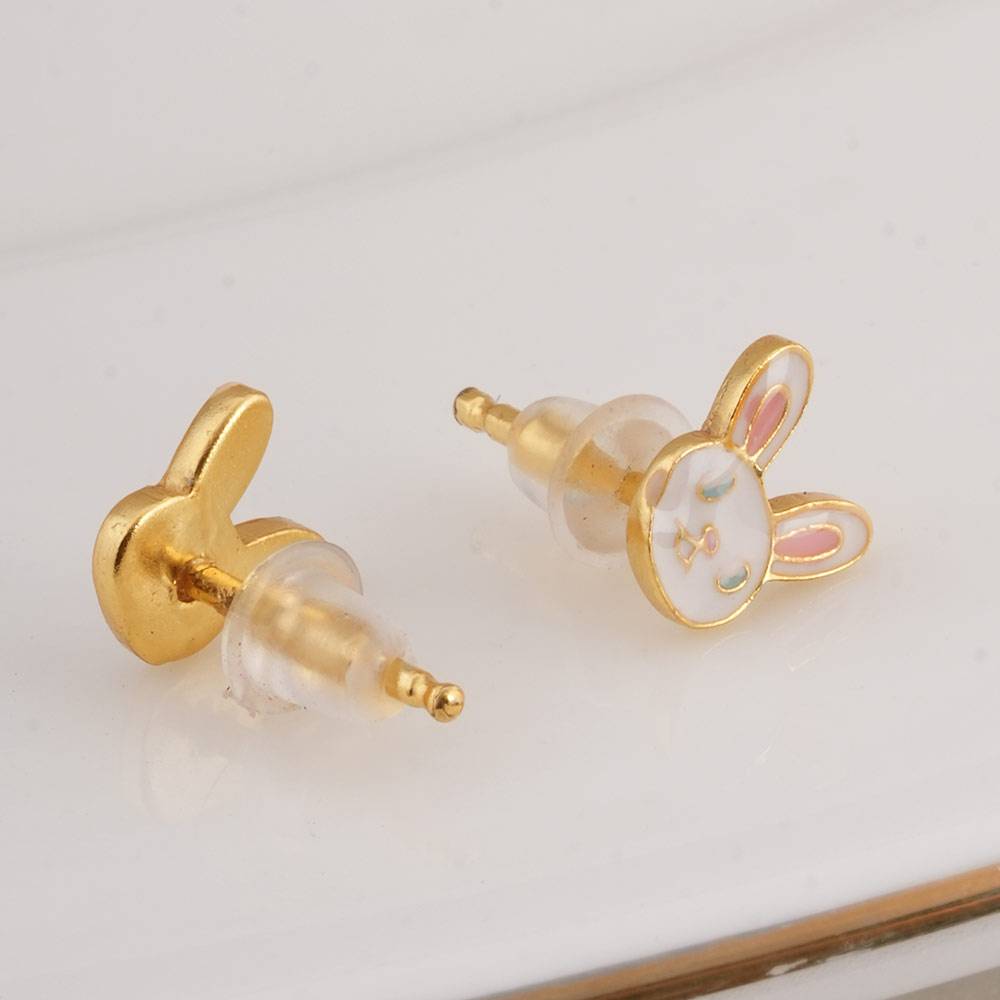 925 Sterling Silver White Rabbitstuds For Kids - Waterproof & Anti Tarnish : PMKSTER507-G