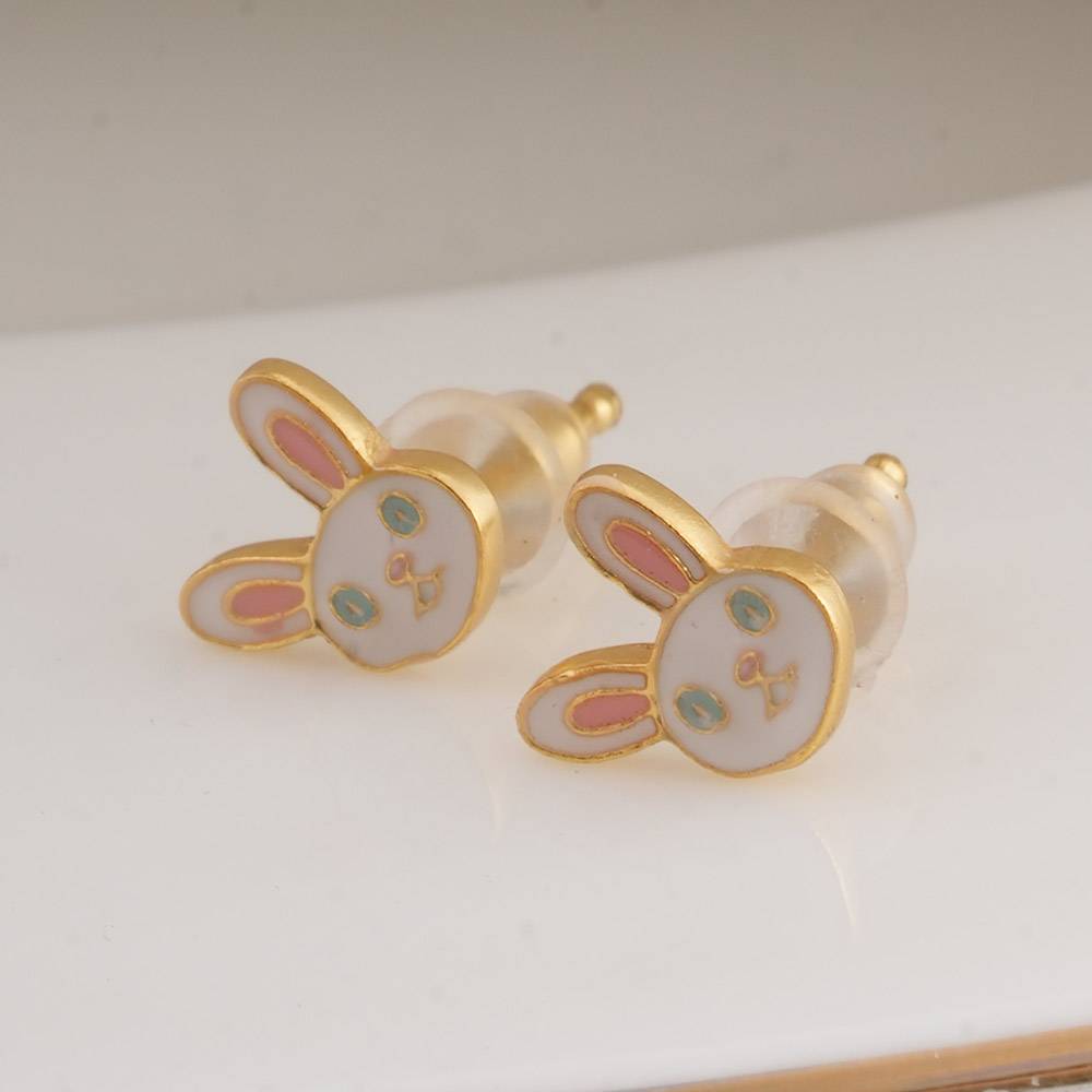 925 Sterling Silver White Rabbitstuds For Kids - Waterproof & Anti Tarnish : PMKSTER507-G