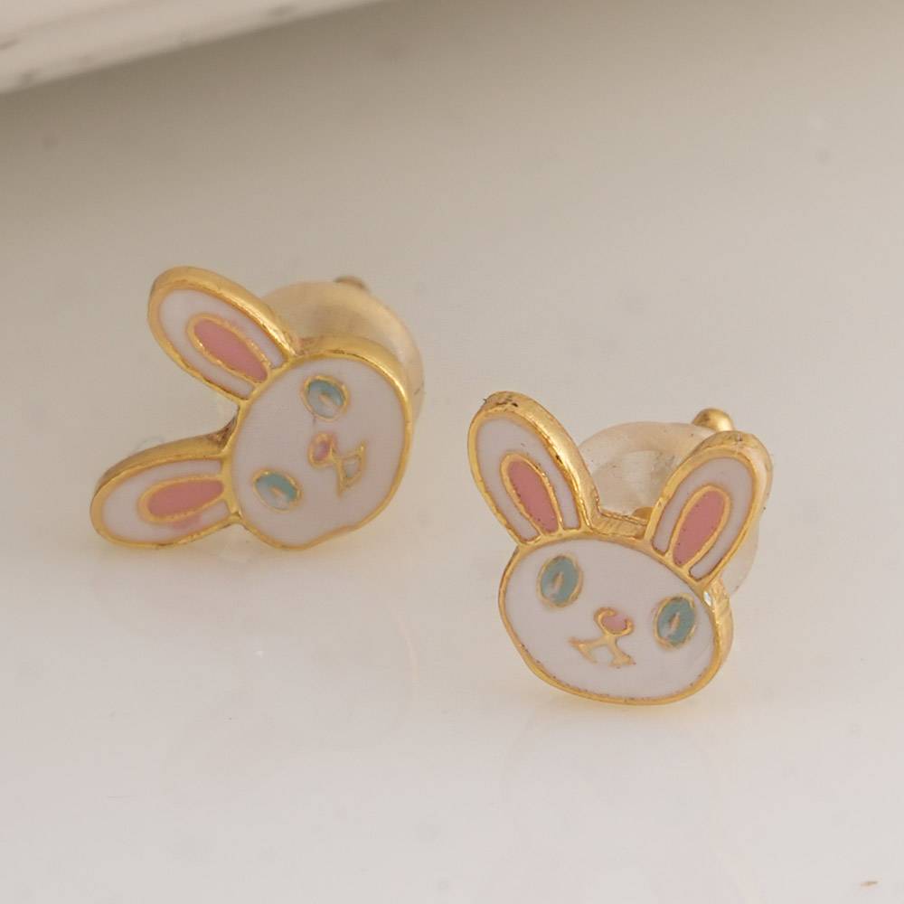 925 Sterling Silver White Rabbitstuds For Kids - Waterproof & Anti Tarnish : PMKSTER507-G