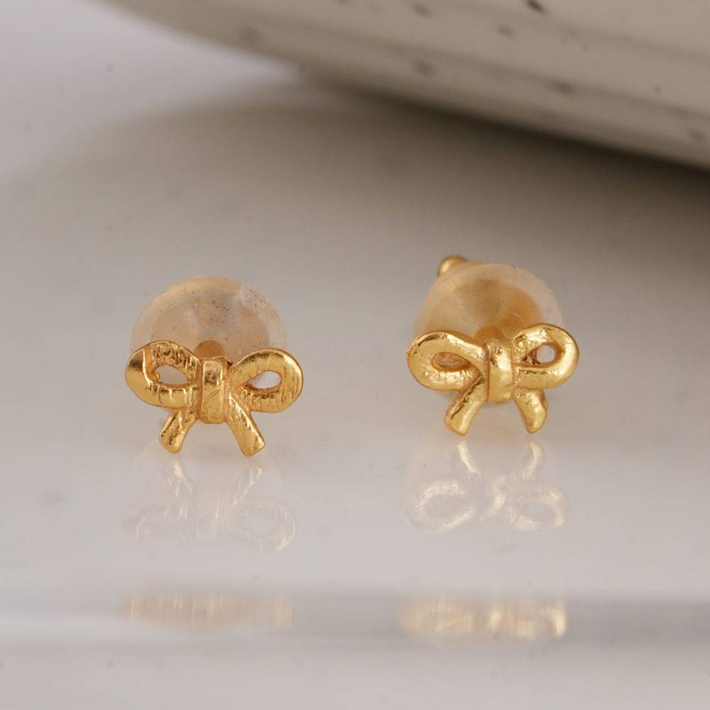 925 Sterling Silver Pookie Bow  Studs For Kids - Waterproof & Anti Tarnish : PMKSTER509-G