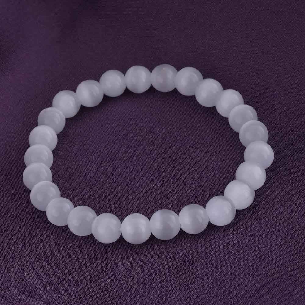 White Selenite Gemstone Bracelet : PMM04BR001