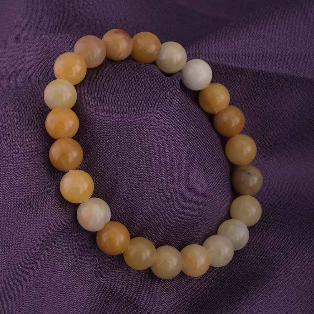 Elegant Yellow Jade Bead Bracelet : PMM04BR012