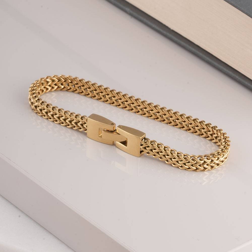 Palmonas Delicate Gold Chain Bracelet  For Mens - Waterproof & Anti-Tarnish : PMMSSBR259-G