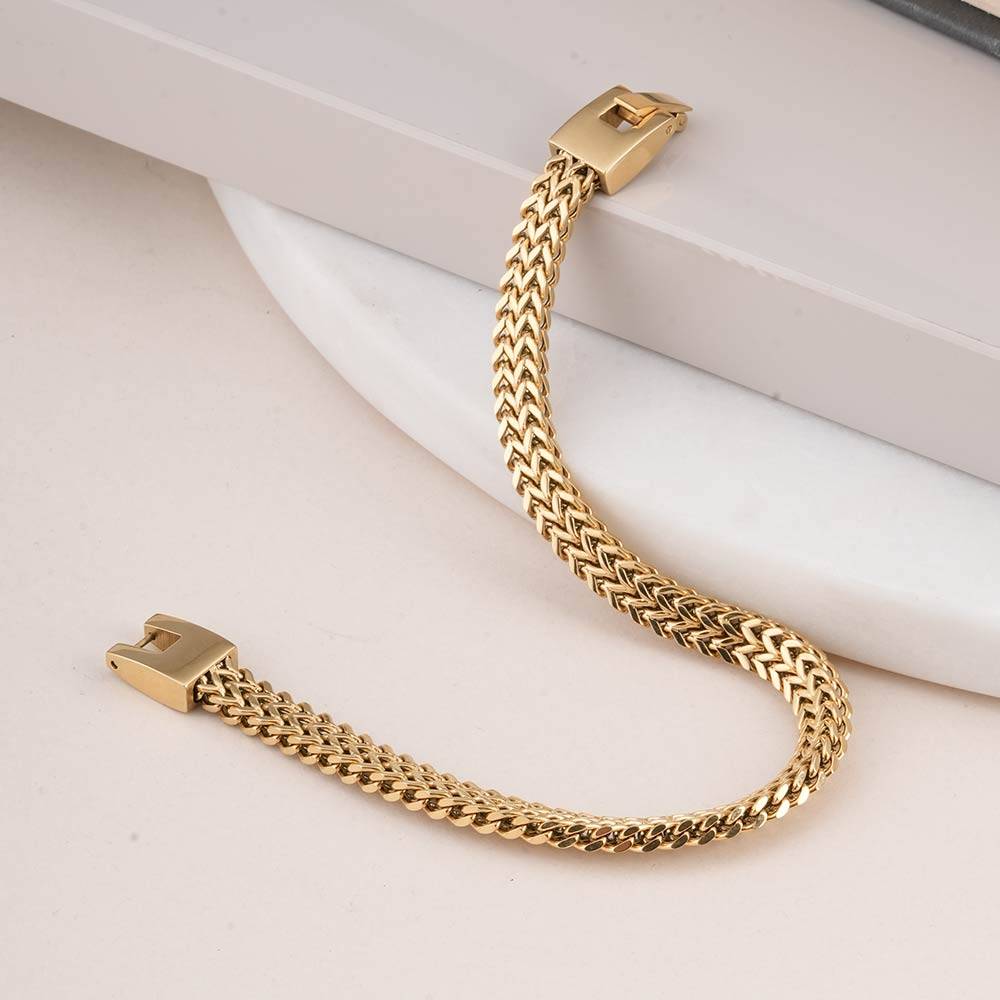 Palmonas Delicate Gold Chain Bracelet  For Mens - Waterproof & Anti-Tarnish : PMMSSBR259-G