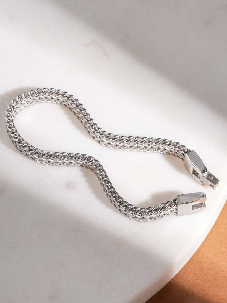 Delicate Silver Chain Bracelet For Mens - Waterproof & Anti-Tarnish : PMMSSBR262-S