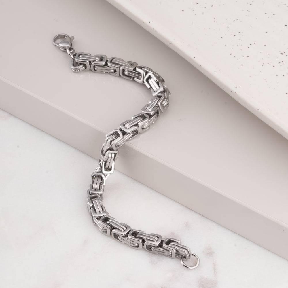 Palmonas Classic Byzantine Chain Bracelet For Mens - Waterproof & Anti-Tarnish : PMMSSBR277-S