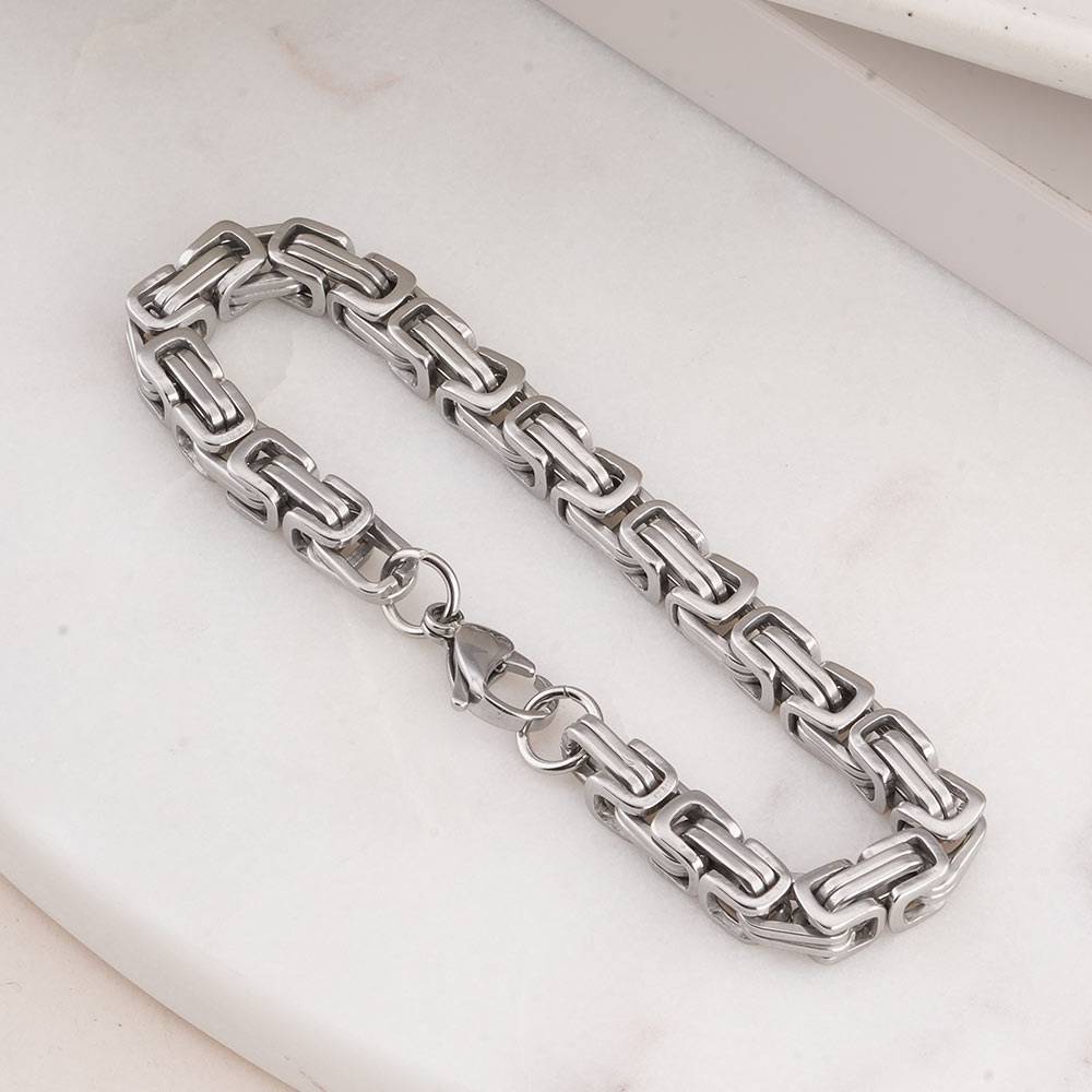 Palmonas Classic Byzantine Chain Bracelet For Mens - Waterproof & Anti-Tarnish : PMMSSBR277-S