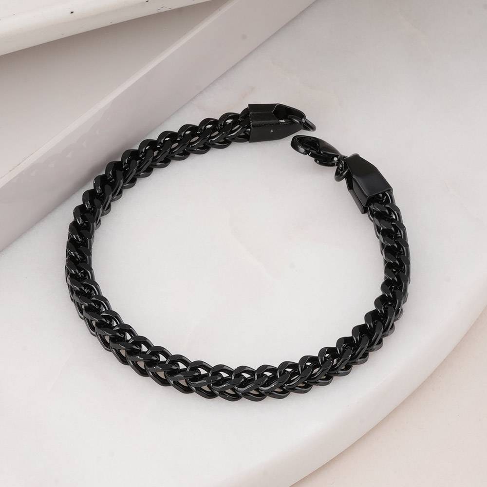 Black Curb Chain Bracelet For Mens - Waterproof & Anti-Tarnish : PMMSSBR279-B