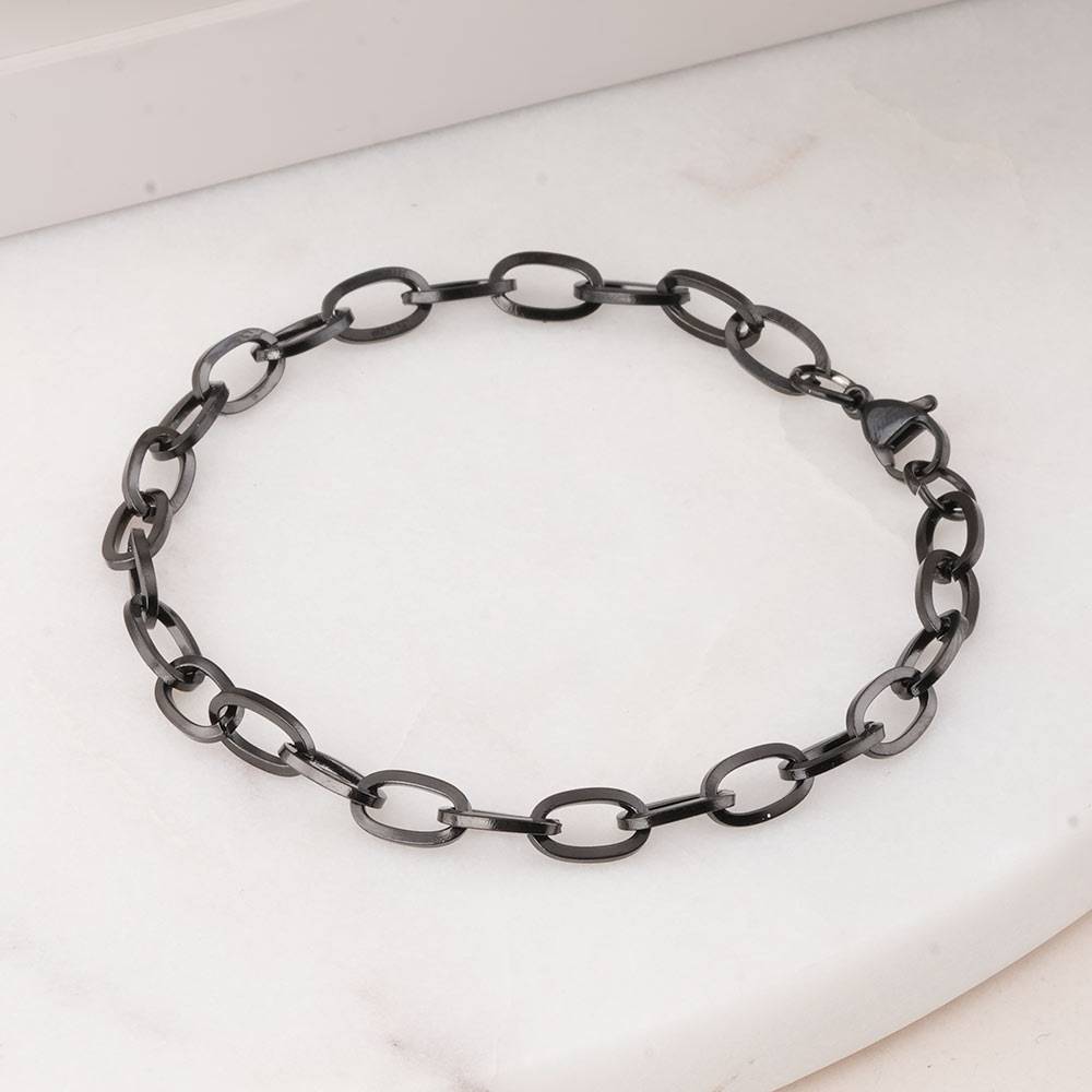 Palmonas Black Cable Chain Bracelet For Mens - Waterproof & Anti-Tarnish : PMMSSBR280-S