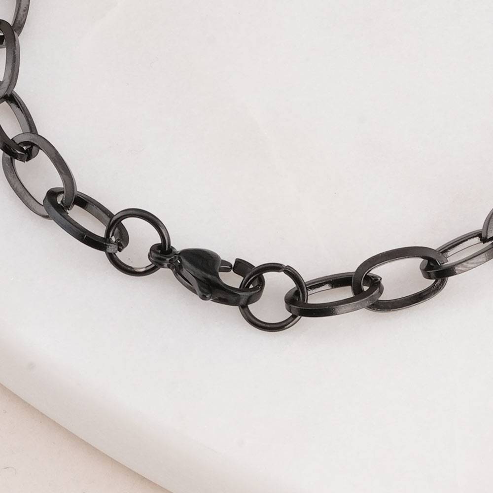 Palmonas Black Cable Chain Bracelet For Mens - Waterproof & Anti-Tarnish : PMMSSBR280-S